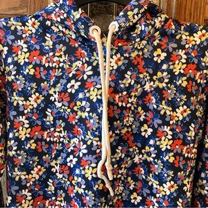 Rag & Bone Navy Blue Floral Print Drawstring Hoodie size XXS